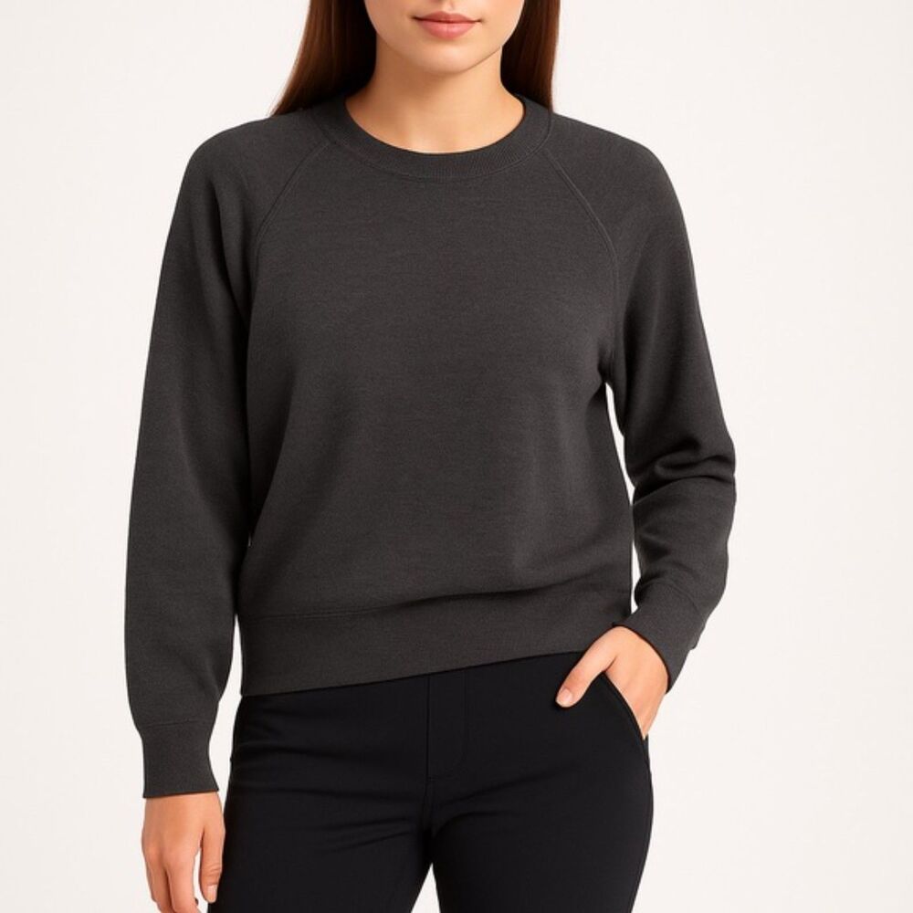 Athleta Hanover Sweater Merino Wool Thermolite Pullover Charcoal Gray Size Small